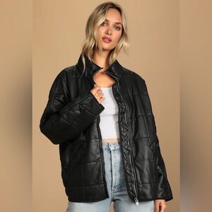 Free People Black Quilted Puffer Jacket